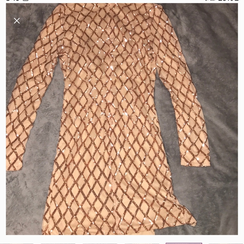 Gorgeous gold nude sequined mini dress nwot !! Never worn by me.